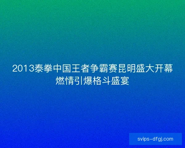 2013泰拳中国王者争霸赛昆明盛大开幕燃情引爆格斗盛宴